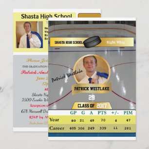 Hockeykort W/ Stats Grad-inbjudningar - guld Inbjudningar