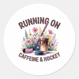 Hockeymamma som springer på koffein Iced Coffee Ho Runt Klistermärke