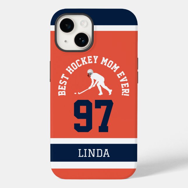 Hockeymamma Tröja Nummer Telefonfodral (Baksida)