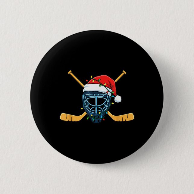Hockeymask med tomteluva julbelysning knapp (Framsida)