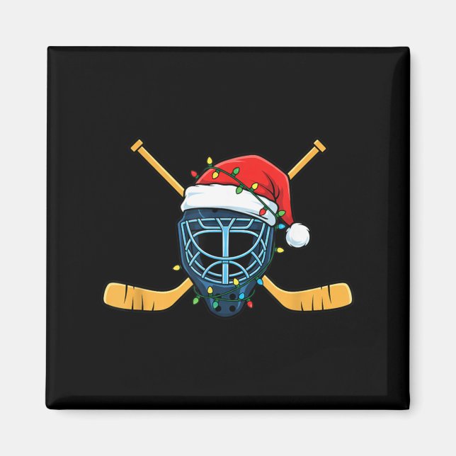 Hockeymask med tomteluva julbelysning magnet (Framsidan)