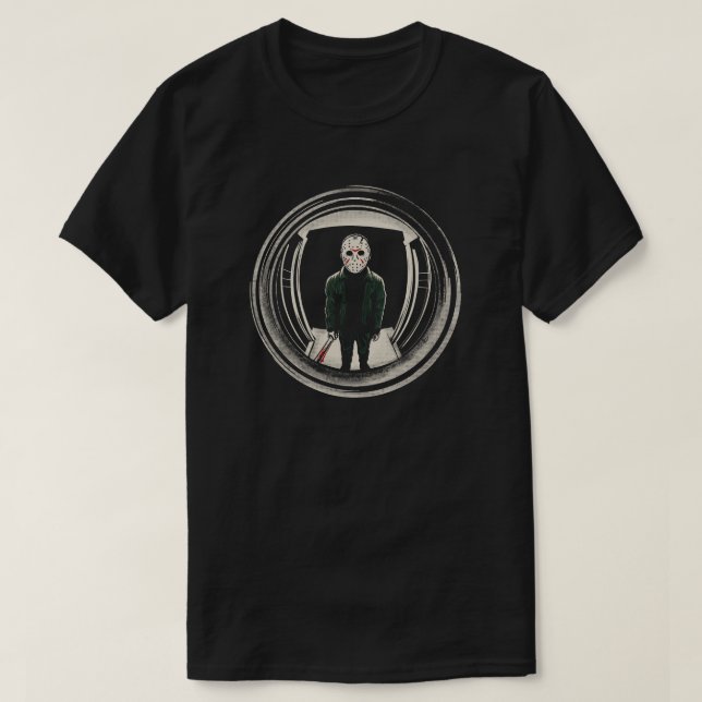 Hockeymask Slasher Dörr Titthål T Shirt (Design framsida)