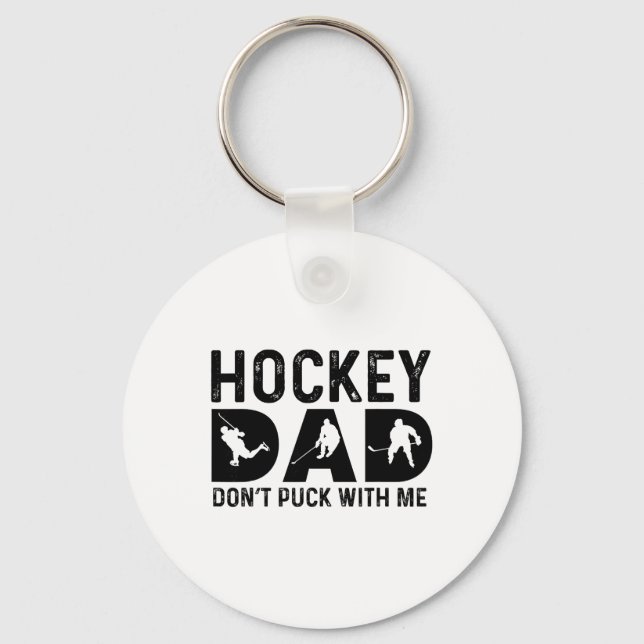 Hockeypappa, puckla inte med mig  nyckelring (Framsida)