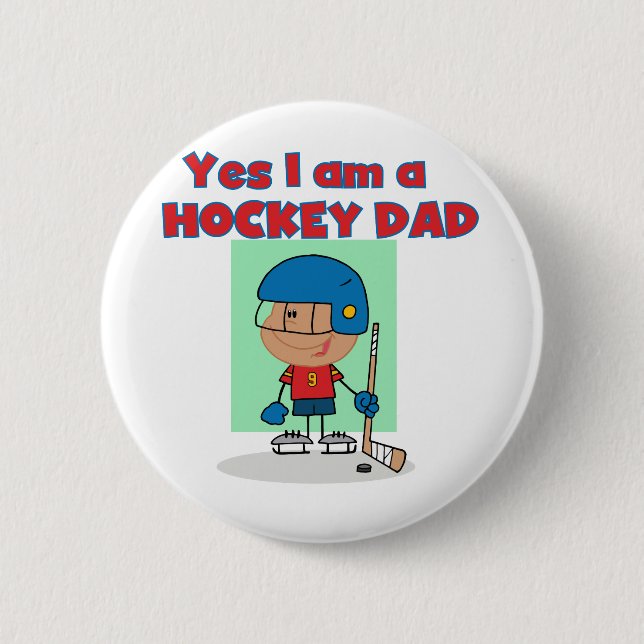 HockeypappaT-tröja och gåvor Knapp (Framsida)