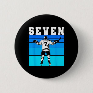 Hockeypojke 7-årsdag Sju ishockey-födelsedag Knapp
