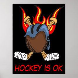 Hockeypuck i lågor med ett citat, rolig sport poster