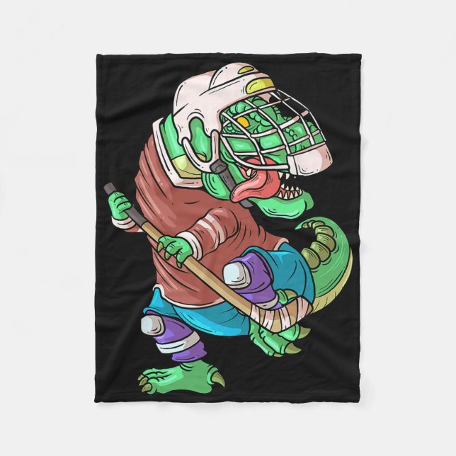Hockeysaurus Kids T-rex Dinosaur Med Ishockey S Fleecefilt (Framsidan)