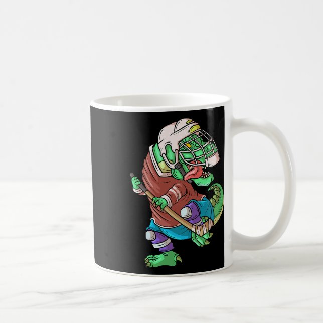 Hockeysaurus Kids T-Rex Dinosaur Med Ishockey S Kaffemugg (Höger)