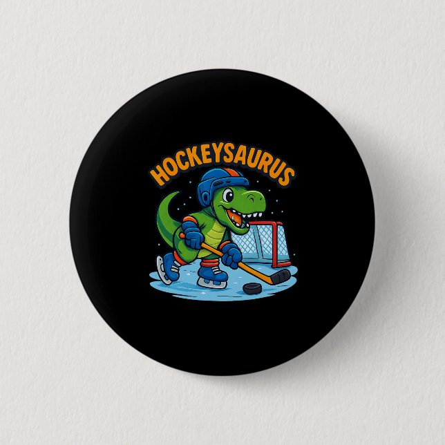 Hockeysaurus Rolig Dinosaur Is-Hockey Barn  Knapp (Framsida)