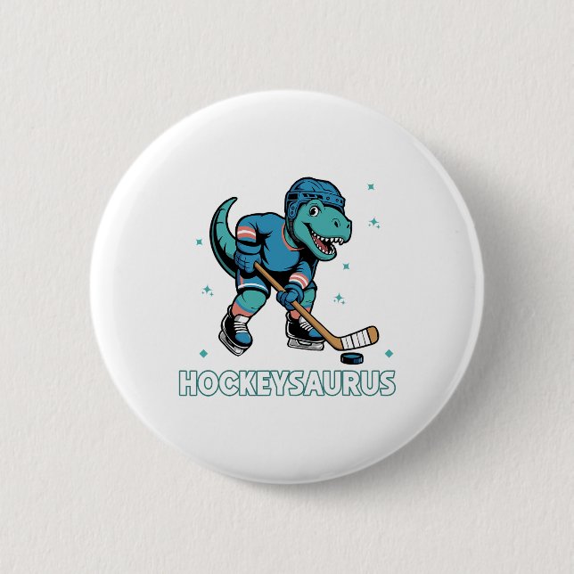 Hockeysaurus Rolig Dinosaurie Trex Hockey Barn Hoc Knapp (Framsida)