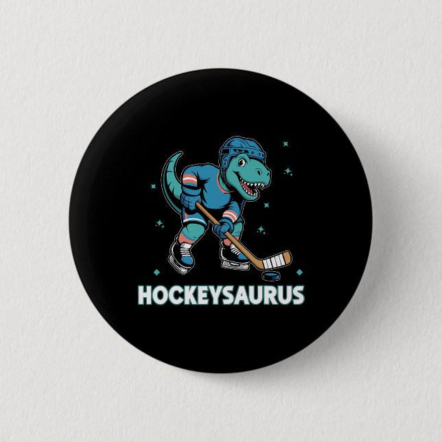 Hockeysaurus Rolig Dinosaurie Trex Hockey Barn Hoc Knapp (Framsida)