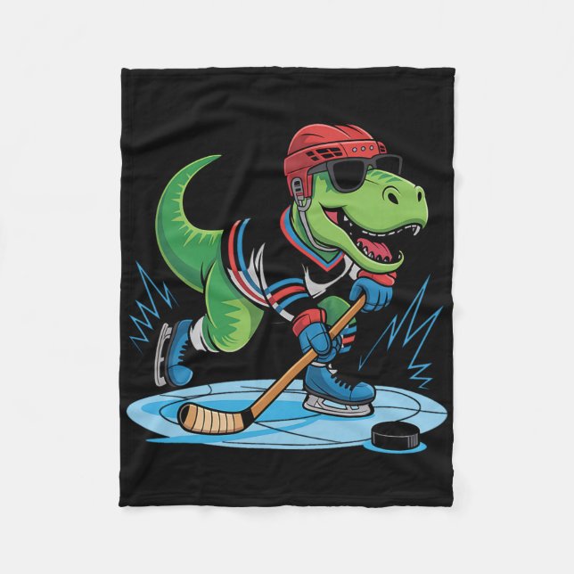 Hockeysaurus T-rex Hockey Dinosaurie  Fleecefilt (Framsidan)