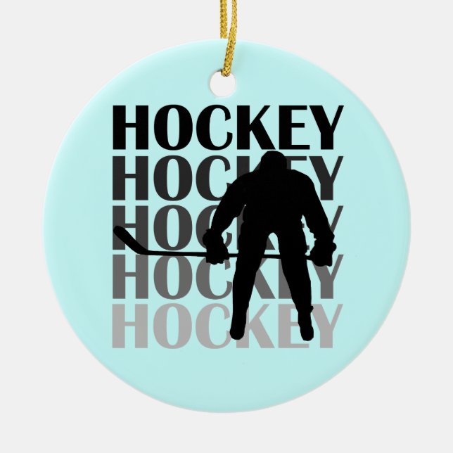 HockeySilhouetteT-tröja och gåvor Julgransprydnad Keramik (Framsidan)