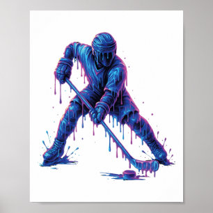 Hockeyspelare Glassdrip Grafik Ungdom Män Kvinnor Poster