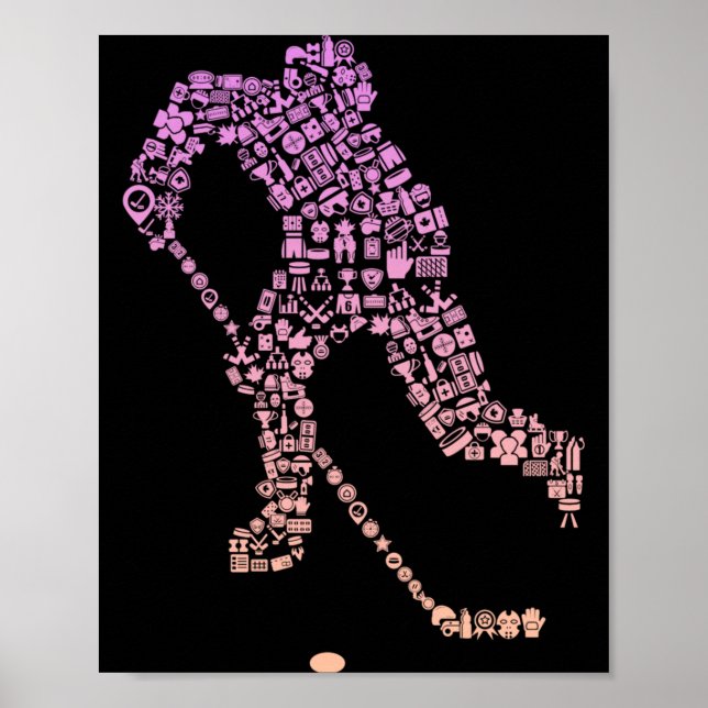 Hockeyspelare Ikon Hockeyutrustning _ Flickor Is Poster (Framsidan)
