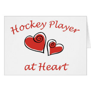 Hockeyspelare på hjärta hälsningskort
