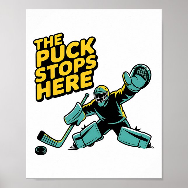 Hockeyspelare Puck Straffbox Hockey Målvakt  Poster (Framsidan)