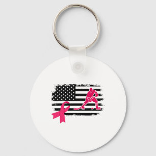 Hockeyspelare Rosa Band Usa Flagga Bröstcancer A Nyckelring