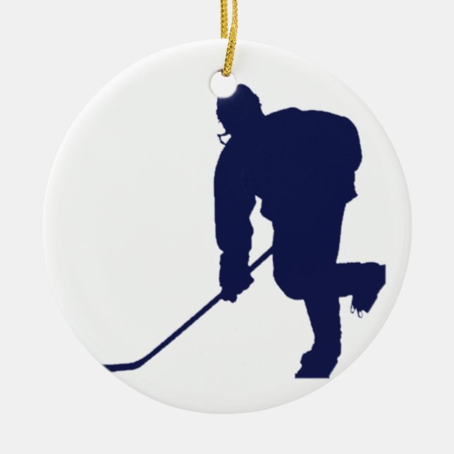 Hockeyspelareblått Julgransprydnad Keramik (Framsidan)