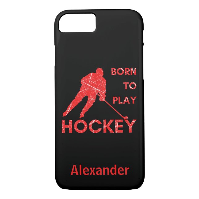 Hockeyspelarens röda is, född att spela Case-Mate iPhone skal (Baksida)