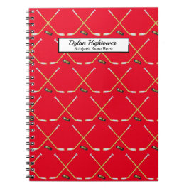 Hockeystift|MVP Puck Mönster Red Namn| Subjekt Anteckningsbok