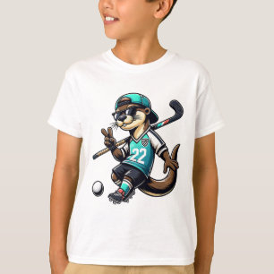 Hockeyutter med pinne fredstecken solglasögon 22 m t shirt