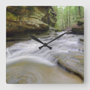 Hocking Backe Ohio Waterfall Fyrkantig Klocka