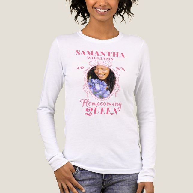 HOCO OTE Homecoming Queen Rosa Coquette Bow Photo T Shirt (Framsida)