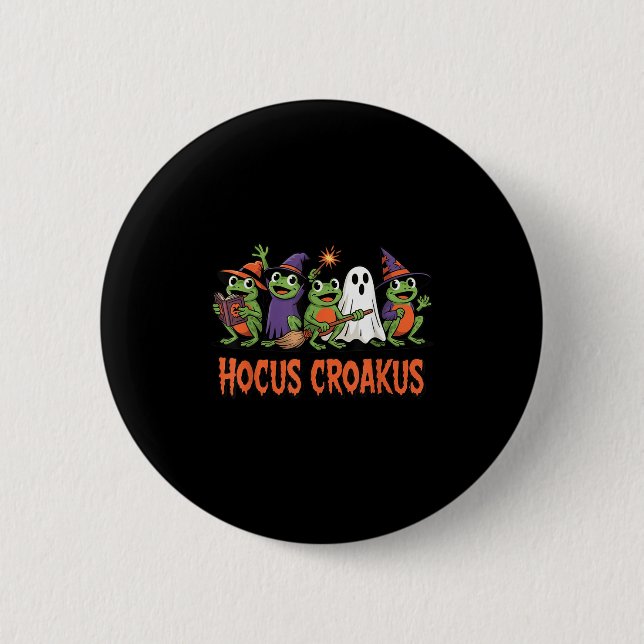Hocus Croakus Frog Halloween Magic Spell Funny Wit Knapp (Framsida)