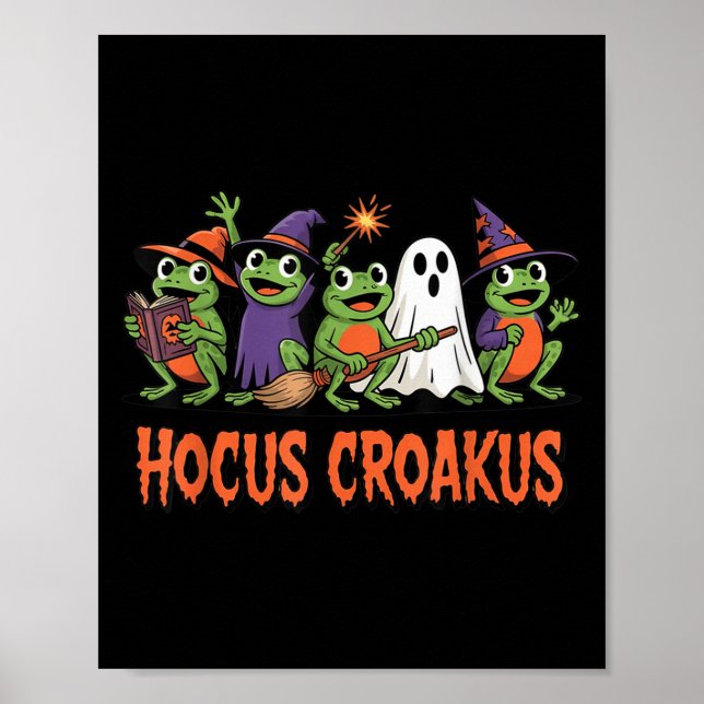 Hocus Croakus Frog Halloween Magic Spell Funny Wit Poster (Framsidan)