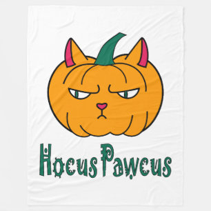 Hocus pawcus Halloween pumpingingerkattmagi Fleecefilt