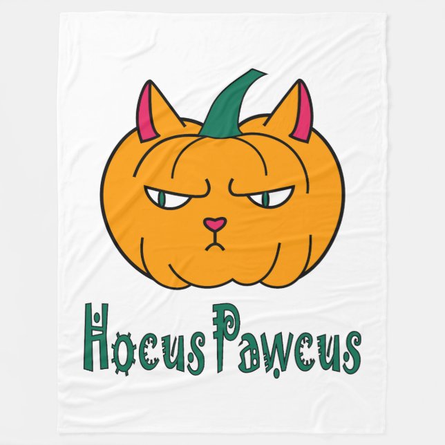 Hocus pawcus Halloween pumpingingerkattmagi Fleecefilt (Framsidan)