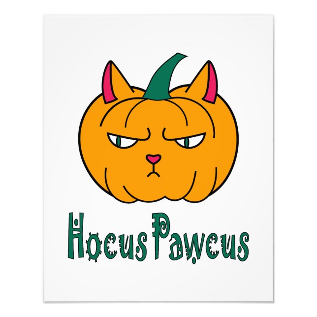 Hocus pawcus Halloween pumpingingerkattmagi Fototryck (Framsidan)