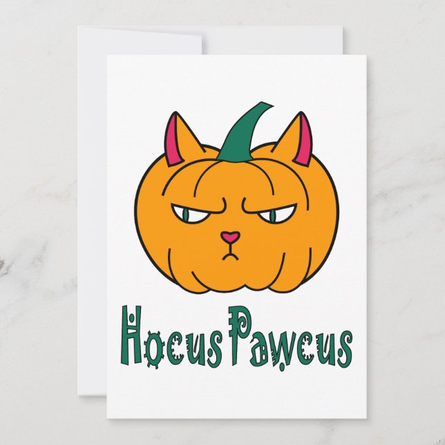 Hocus pawcus Halloween pumpingingerkattmagi Inbjudningar (Framsida)
