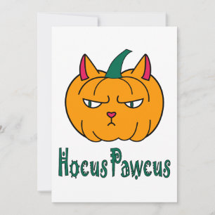 Hocus pawcus Halloween pumpingingerkattmagi Inbjudningar