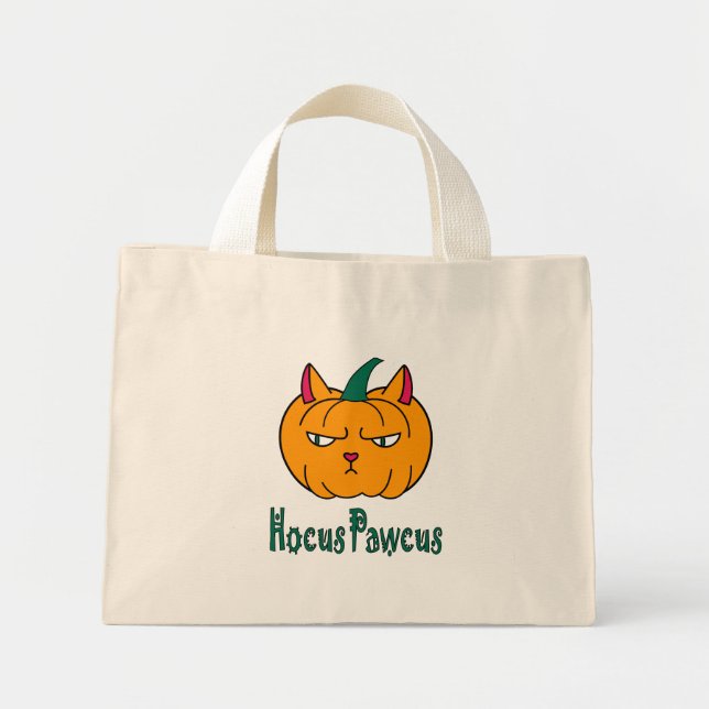 Hocus pawcus Halloween pumpingingerkattmagi Mini Tygkasse (Framsidan)