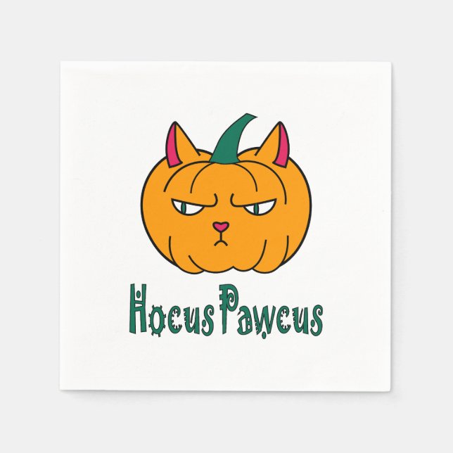 Hocus pawcus Halloween pumpingingerkattmagi Pappersservett (Framsidan)