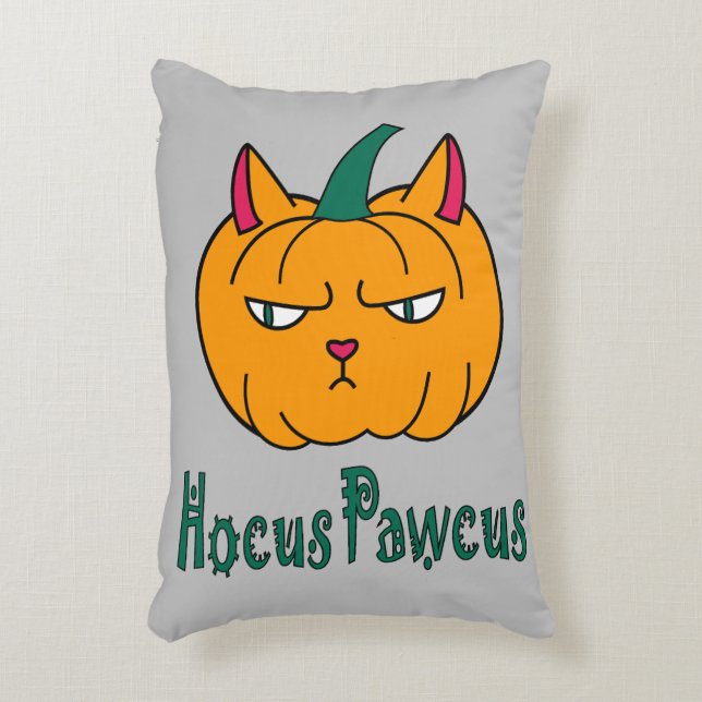 Hocus pawcus Halloween pumpingingerkattmagi Prydnadskudde (Framsidan(Vertikal))