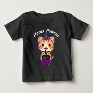 Hocus Pawcus - Rödbrun Katt - Vit Text T Shirt