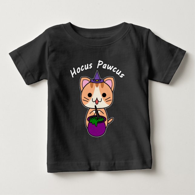 Hocus Pawcus - Rödbrun Katt - Vit Text T Shirt (Framsida)