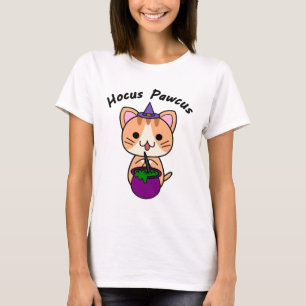Hocus Pawcus - Rödrandig Katt - Svart Skrift T Shirt