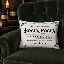 Hocus Pocus Apoteks Halloween i svart och vitt Prydnadskudde