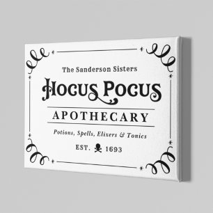Hocus Pocus Apothecary Black and White Halloween Canvastryck