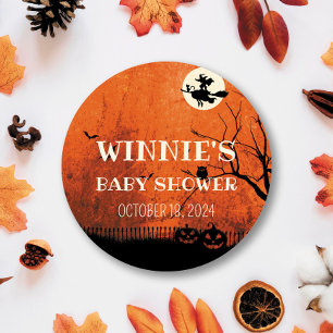 Hocus Pocus Baby Shower Circle Sticker Runt Klistermärke