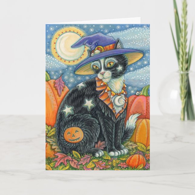 HOCUS POCUS BLACK CAT WITCH & MOUSE HALLOWEEN HELGKORT (Framsida)