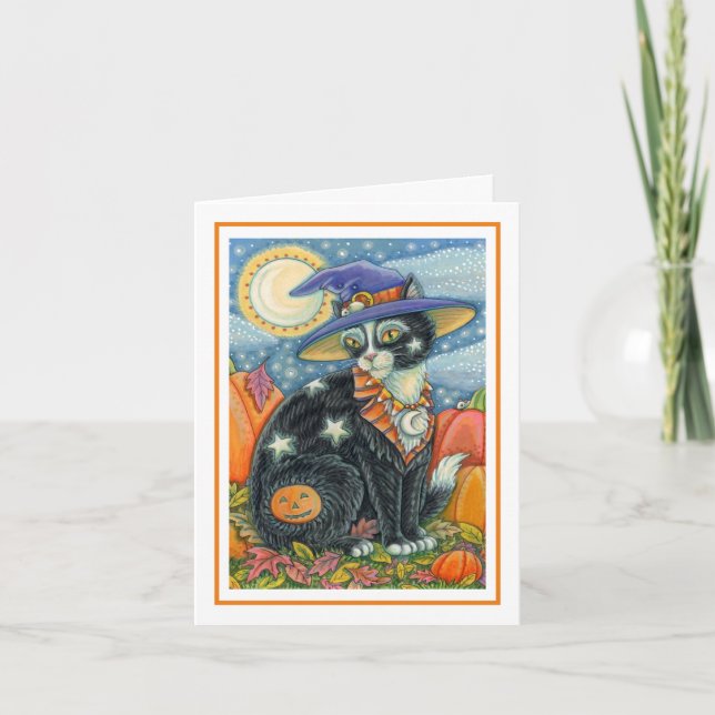 HOCUS POCUS BLACK CAT WITCH & MOUSE HALLOWEEN HELGKORT (Framsida)