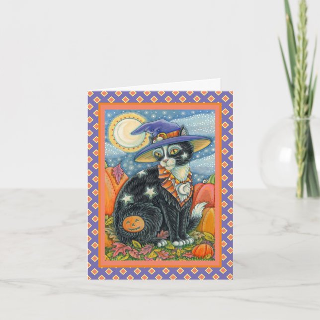 HOCUS POCUS BLACK CAT WITCH & MOUSE HALLOWEEN HELGKORT (Framsida)