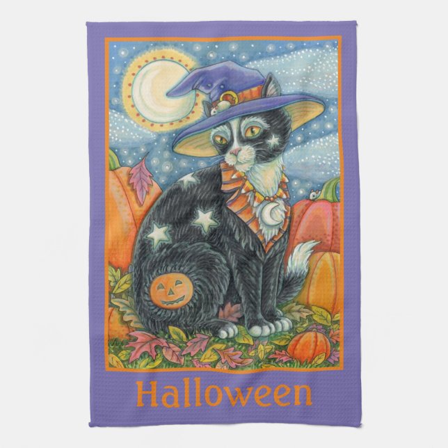 HOCUS POCUS BLACK CAT WITCH & MOUSE HALLOWEEN KÖKSHANDDUK (Vertikal)