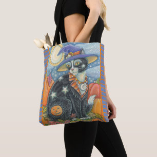 HOCUS POCUS BLACK CAT WITCH SHOULDER TOTE BAG TYGKASSE