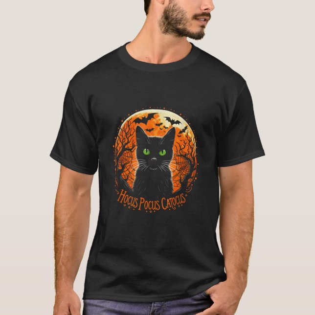 Hocus Pocus Catocus Halloween Black Cat Lover Mana T Shirt (Framsida)